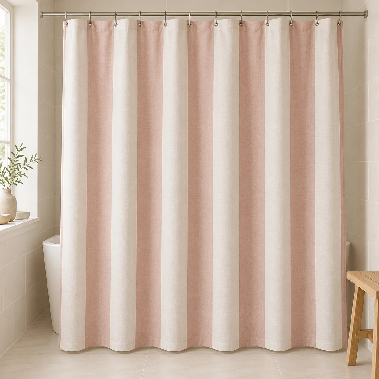 Petal Fold, Blush / ivory, complete shower curtain