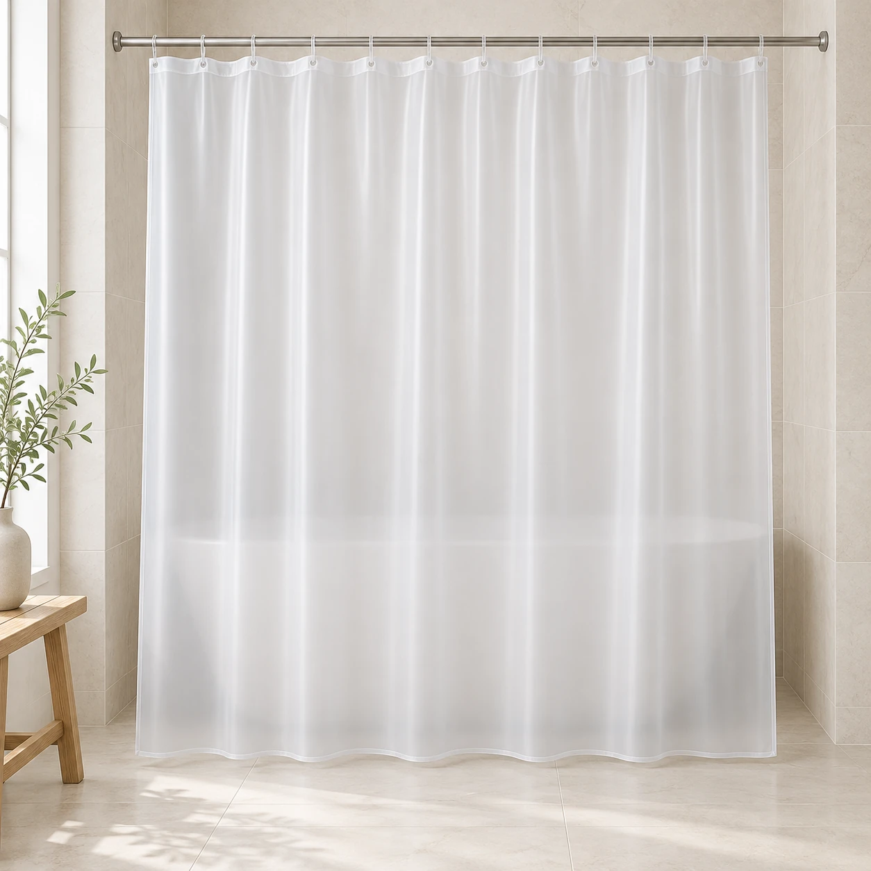 Quiet Mist, Mist white, complete shower curtain